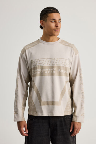 Notion Long Sleeve Box Fit Tshirt, NTN PEBBLE/NOTION TONAL
