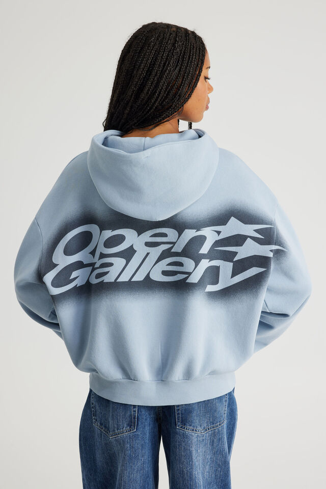 Open Gallery Boxy Hoodie, OG WASHED CITY SKY/VITALITY
