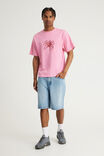 Half Half Baggy Denim Short, BLUE LAGOON/HH PINK OUTLINE - example image 3