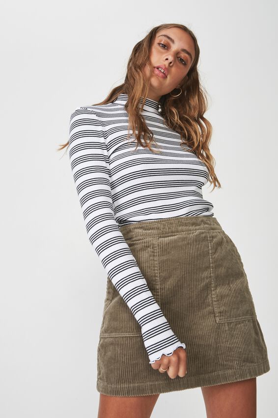 Stripe Rib Lettuce Edge Long Sleeve, SELENE STRIPE_WHITE