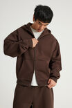 Authentics Boxy Zip Thru Hoodie, WALNUT - example image 1