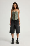 Mega Baggy Jort, MIDNIGHT BLACK WASH - alternate image 2