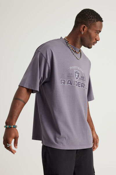 Box Fit Nfl Tshirt, LCN NFL WASHED WINTER PLUM/RAIDERS SEMI CIRCL