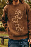 Toy Story X Half Half Crew Knit, LCN DIS BROWN/TOY STORY WOODY - alternate image 1