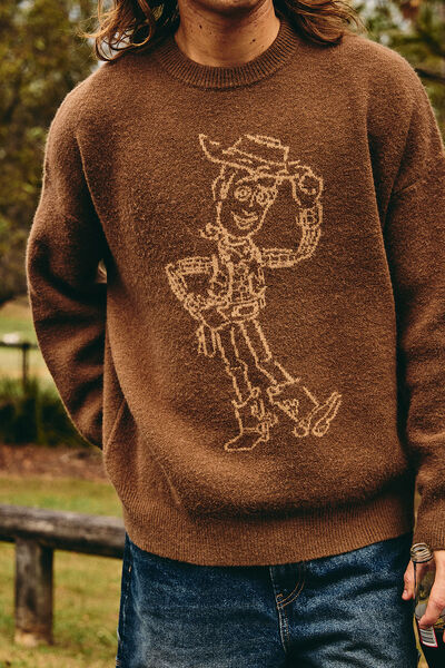 Toy Story X Half Half Crew Knit, LCN DIS BROWN/TOY STORY WOODY