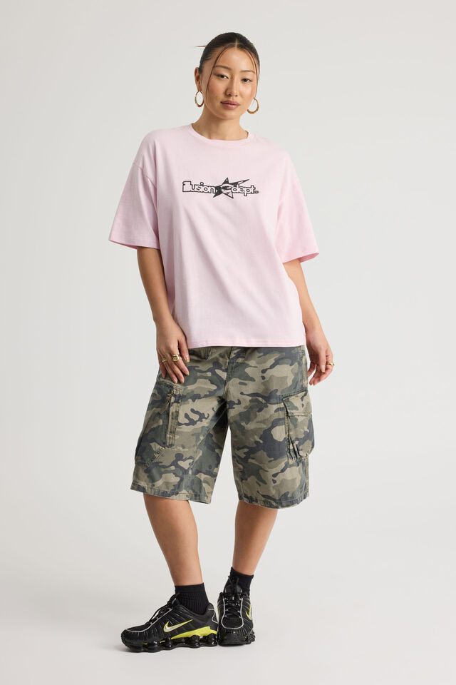 Oversized Graphic Tee, PINK ICE/ILLUSION DEPT