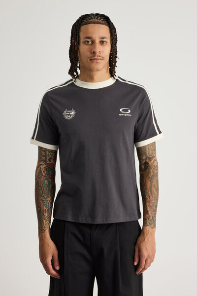 Open Gallery Slim Fit Ringer Tee, OG SLATE/BRAND LOGO