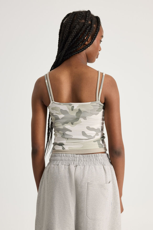 Layered Graphic Cami, WASHED CAMO/ANGEL 888