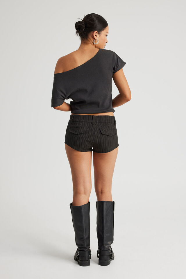 Micro Tailored Short, BLACK PINSTRIPE