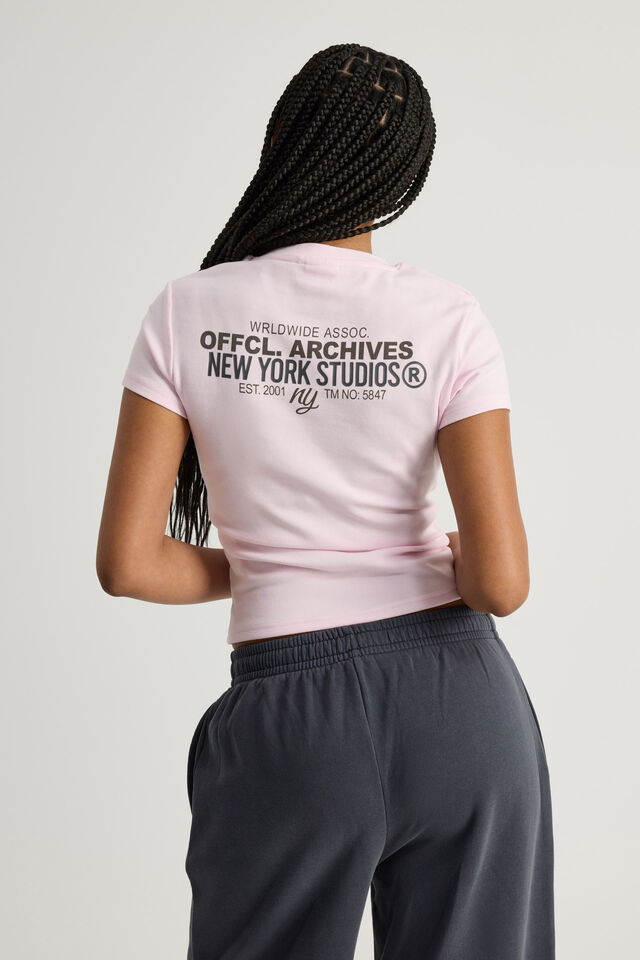 Fitted Graphic Tee, POWDER PINK/NY STUDIOS