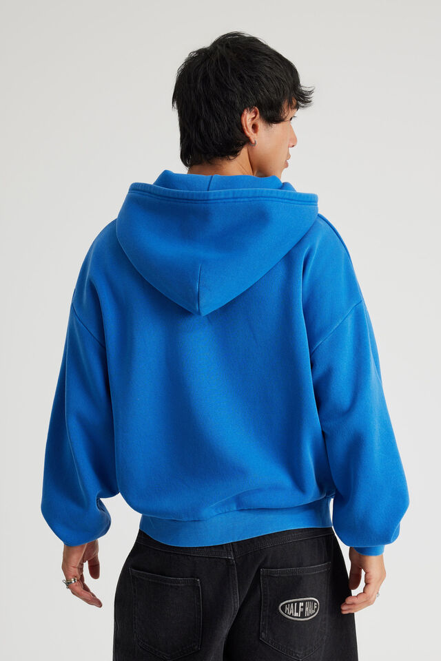 Authentics Boxy Zip Thru Hoodie, WASHED MADRID BLUE