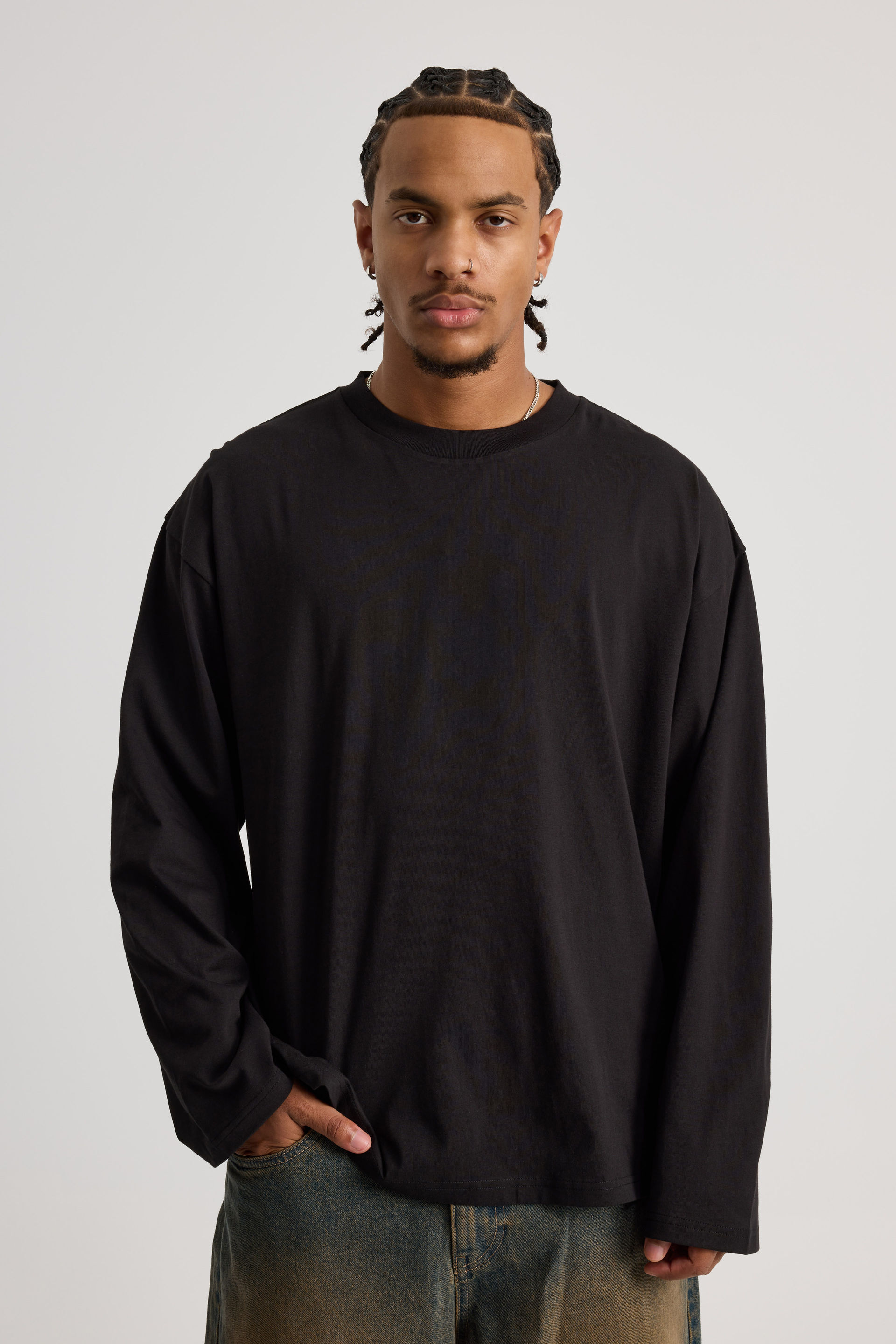 【CPGN STUDIO】Heavy Overfit Plain Long Sleeve Tee Entire Studios Men's' Heavy Long Sleeve T-Shirt in Black