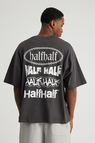 Half Half Heavyweight Box Fit Graphic Tshirt, HH SLATE/CHAIN GRAFFITI
