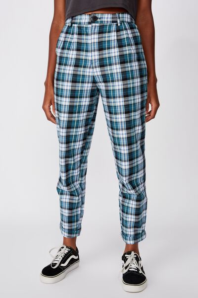 Tapered Leg Check Pant, SUSIE GREEN CHECK