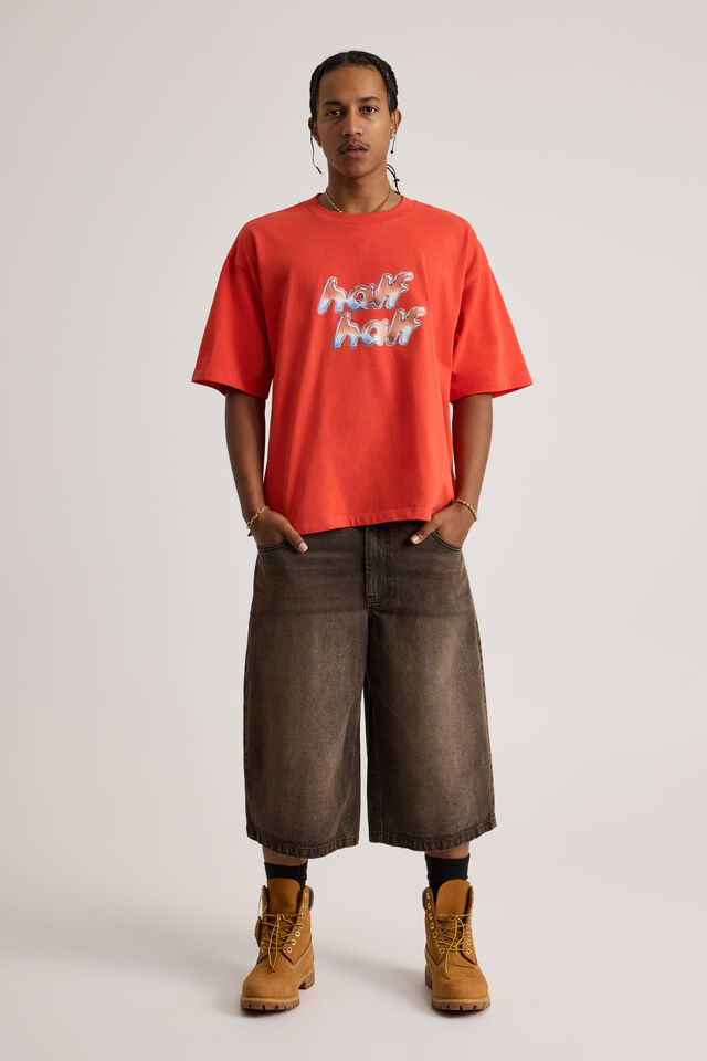 Half Half Heavyweight Box Fit Graphic Tshirt, HH LAVA/HALF HALF CHROME