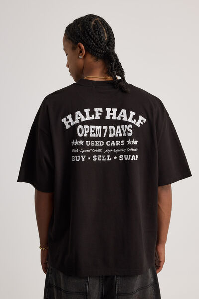 Half Half Heavyweight Box Fit Graphic Tshirt, HH BLACK/USED CARS