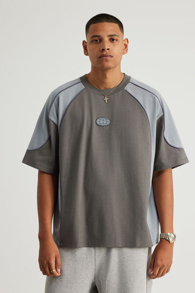 Half Half Boxy Tshirt, HH IRON/CONCRETE FLUID