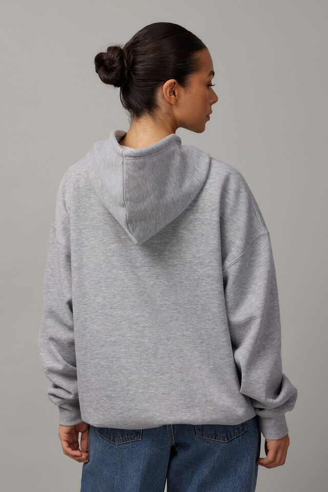 Washed Zip Through Hoodie, GREY MARLE