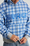 Half Half Zip Thru Hoodie, HH BLUE CHECK /SURF RIOT - alternate image 4