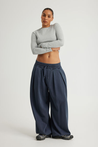 Balloon Pleated Trackpant, WASHED SEAL
