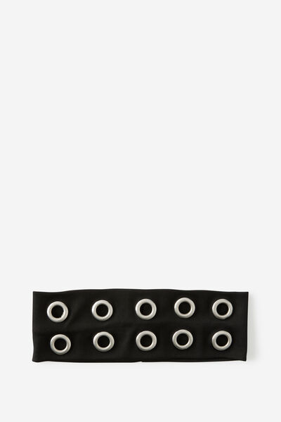 Eyelet Headband, BLACK/SILVER