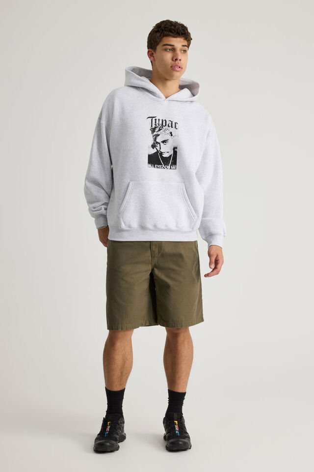 Music Merch Hoodie, LCN BRA SILVER MARLE/TUPAC CHROME