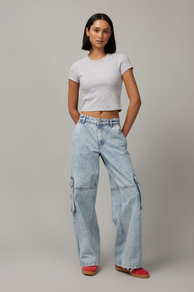 Lexi Baggy Cargo Jean, 90s BLUE