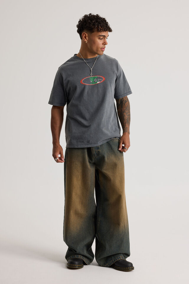 Notion Vintage Slim Fit Graphic Tshirt, NTN WASHED SLATE/ALIEN
