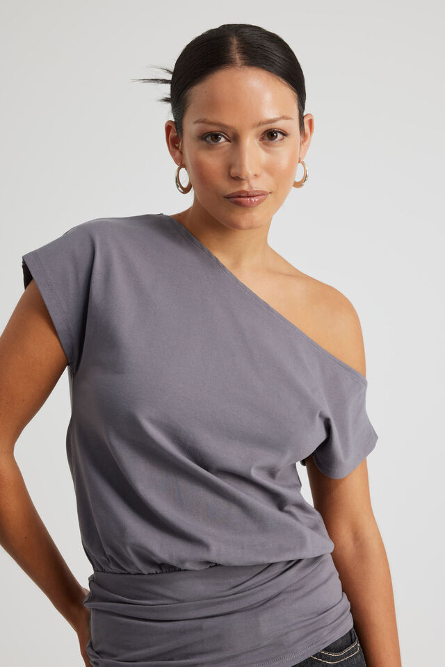 Batwing Longline Top, ASH GREY