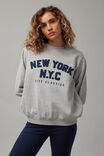 Graphic Crew Sweater, GREY MARLE/NYC - alternate image 1