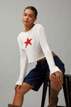 Open Knit Star Jumper, COCONUT/RED STAR - alternate image 5