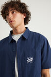 Notion Boxy Cropped Short Sleeve Shirt, NOTION BLUE CHECK/BACK SCRIPT & POCKET - example image 4