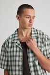 Boxy Cropped Short Sleeve Shirt, GREEN CHECK - alternate image 4