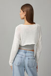 Open Knit Crop Jacquard Jumper, WHITE/CHERRY - alternate image 3