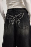 Mega Baggy Jort, EXTREME BLACK WASH_BUTTERFLY - alternate image 4