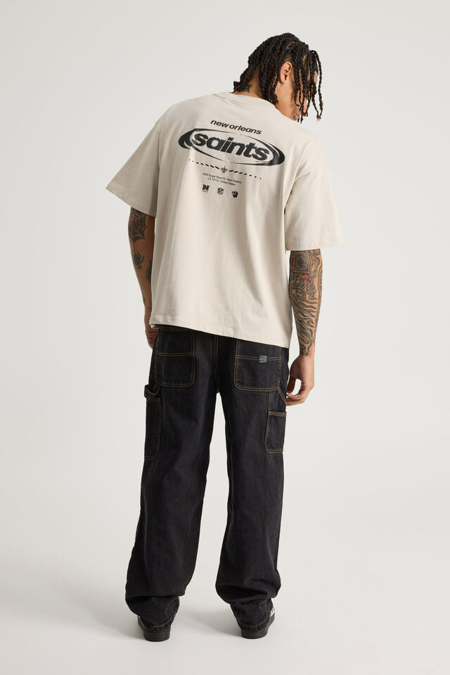 Half Half Baggy Painter Jean, BLACK STONE
