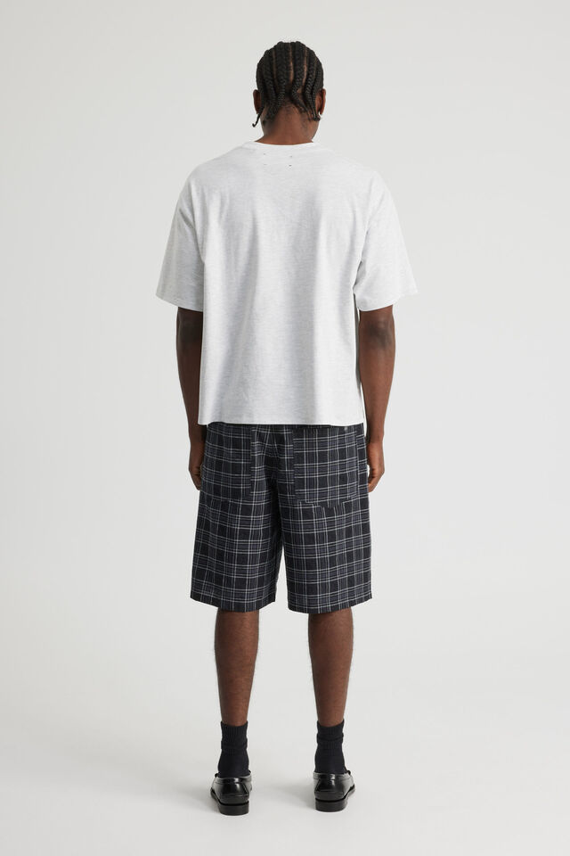 Notion Pleated Woven Short, BLACK/NAVY CHECK