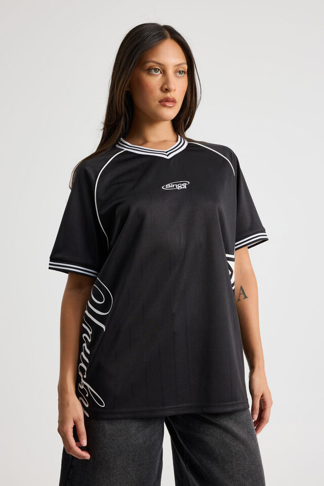 V Neck Sports Jersey, BLACK/LEGACY