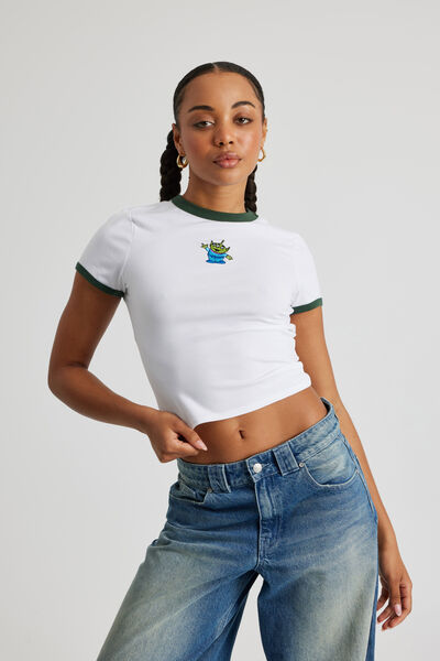 Lcn Toy Story Fitted Baby Tee, LCN DIS WHITE/ALIEN