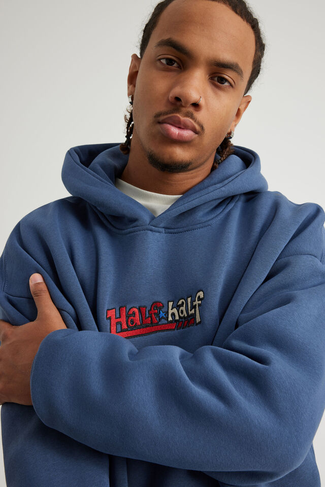 Half Half Hoodie, HH BLUE AURA/DUALITY STAR