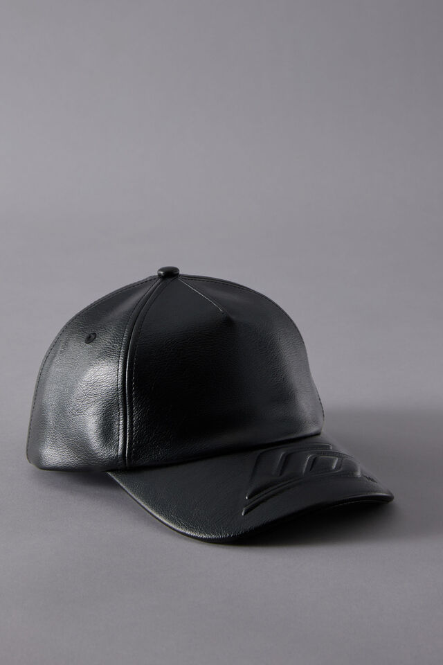 Open Gallery Brim Emboss Cap, OG BLACK PU BRIM EMBOSS