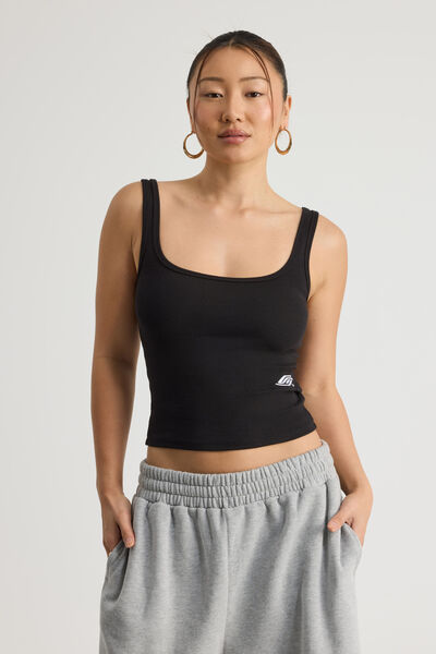 Graphic Scoop Neck Tank, BLACK/OG
