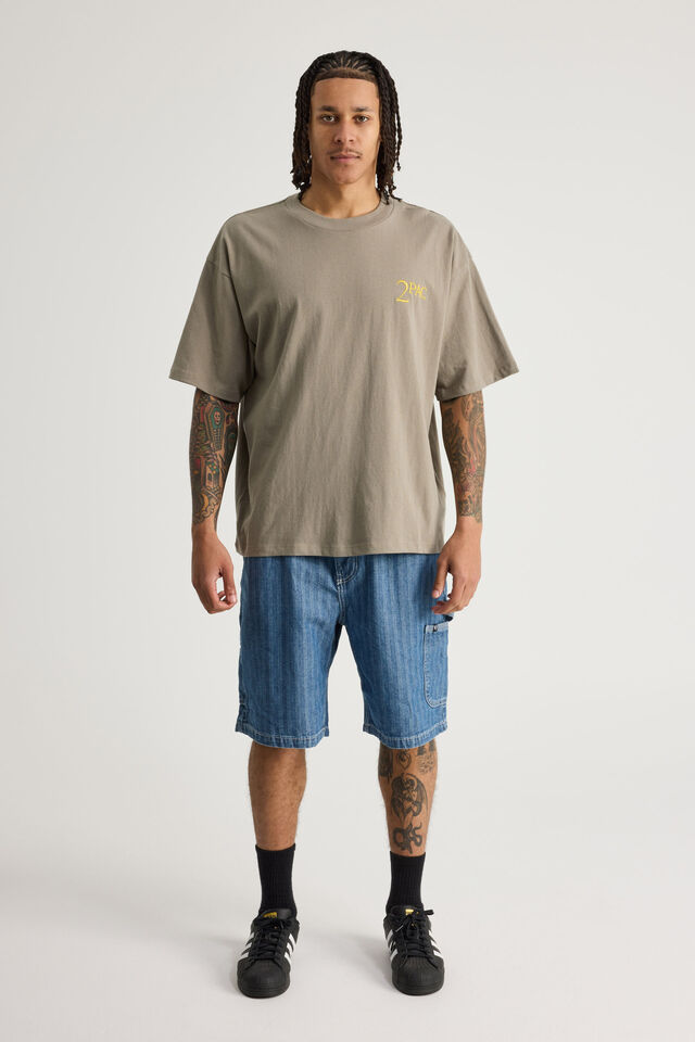 Archive Music Merch T Shirt, LCN BRA KHAKI MIST/TUPAC CD