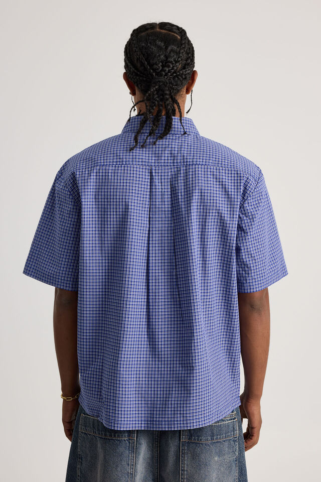 Half Half Short Sleeve Shirt, HH ULTRA BLUE MICRO CHECK