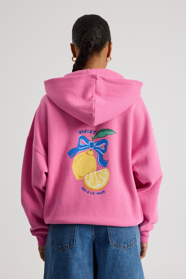 Harley Slouchy Hoodie, WILD ORCHID/SOUR LEMONS