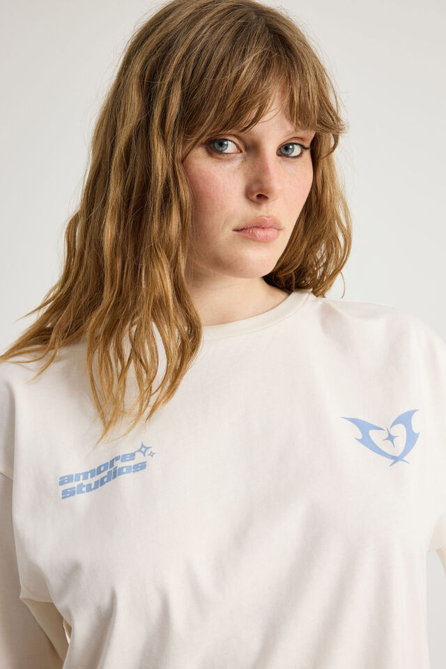 Oversized Graphic Tee, CLOUD/HEART AMORE