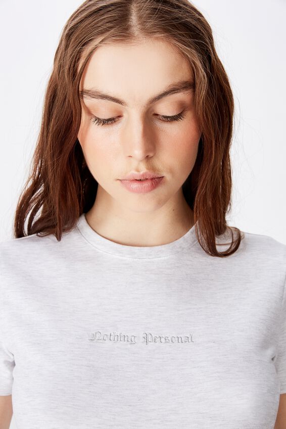 Fitted Graphic T Shirt, SILVER MARLE/NOTHING PERSONAL