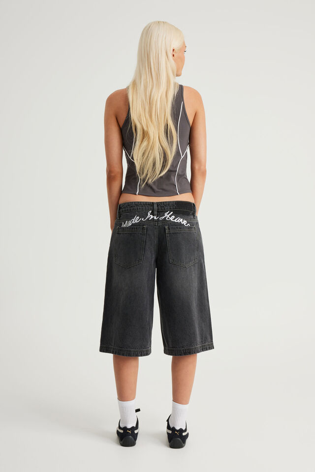 Mega Baggy Jort, DARK SILENCE/EMBROIDERY