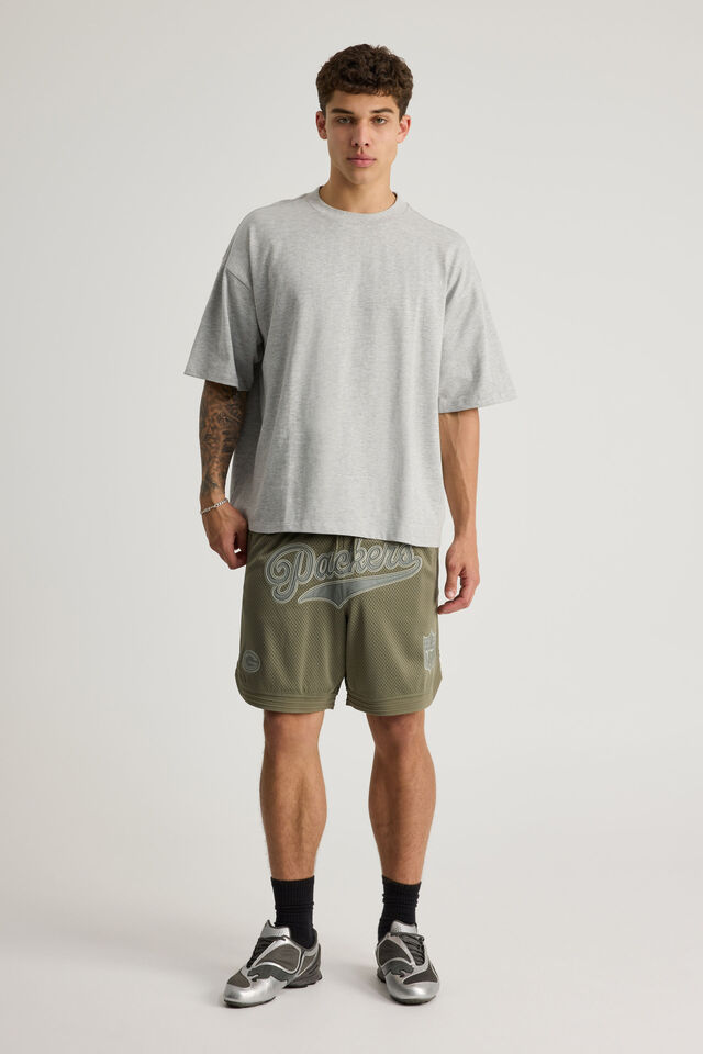Nfl Basketball Short, LCN NFL DUSTY KHAKI/PACKERS TONAL