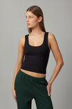 Lottie Scoop Neck Tank, BLACK - alternate image 1